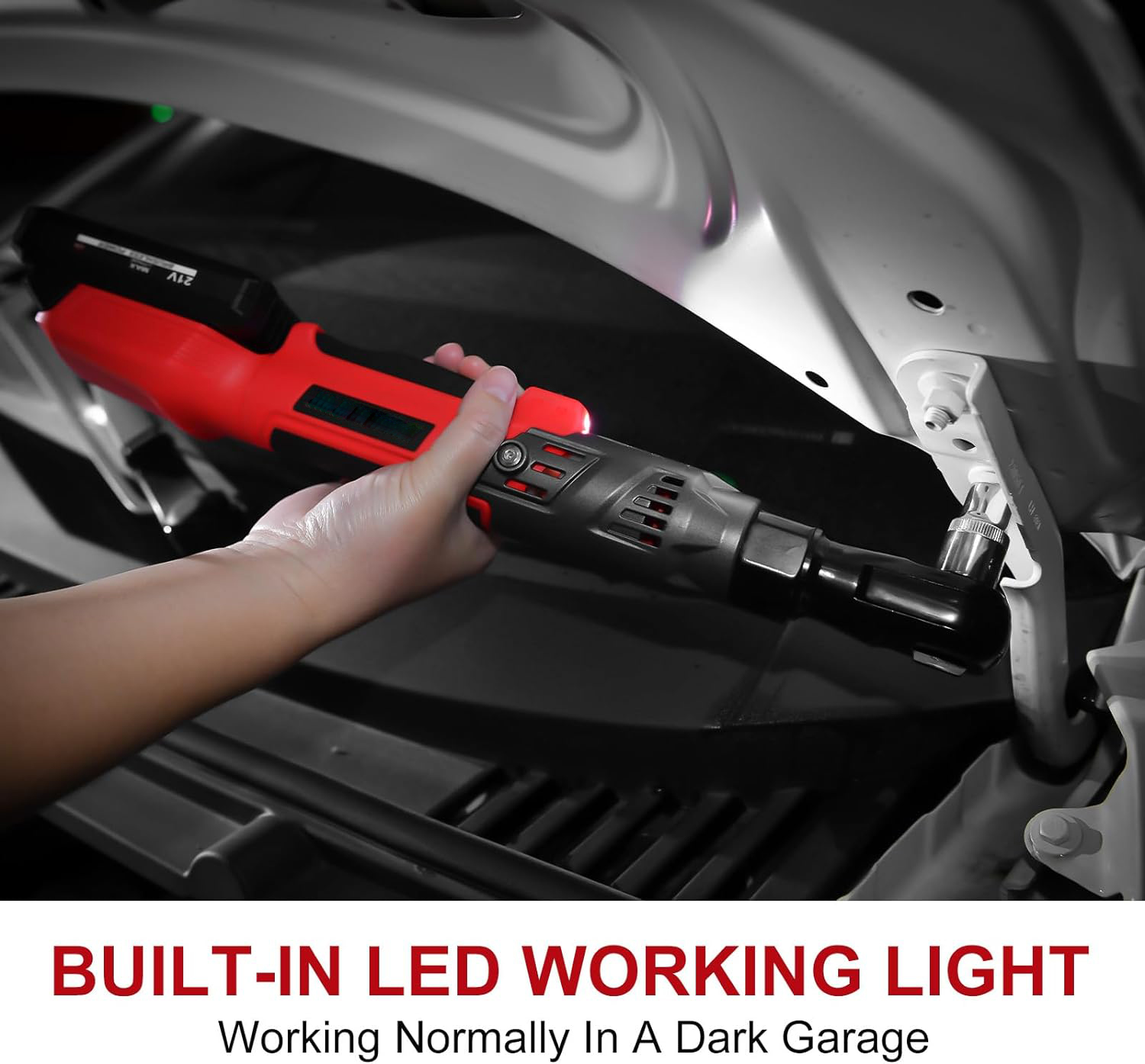 Cordless electric ratchet wrench Set, 3/8 inch 12V electric ratchet tool kit with 2 packs 2000mAh lithium-ion batteries and charger