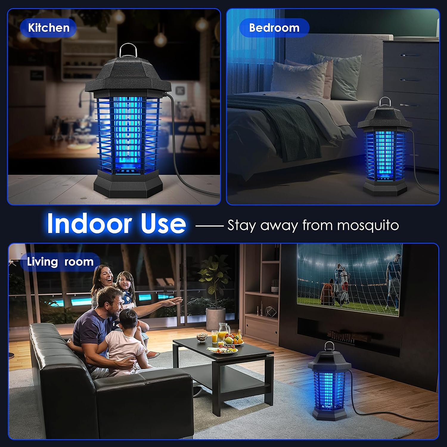 Bug Zapper Outdoor Electric, Mosquito Zapper, Fly Traps, Fly Zapper, Mosquito Killer, 3 Prong Plug, 90-130V, ABS Plastic Outer