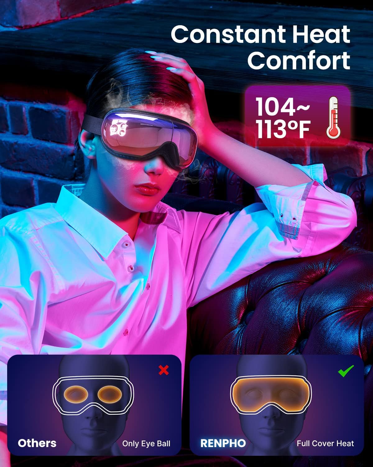 Eye Massager with Heat, Face Massager, Heated Eye Mask with Bluetooth Music