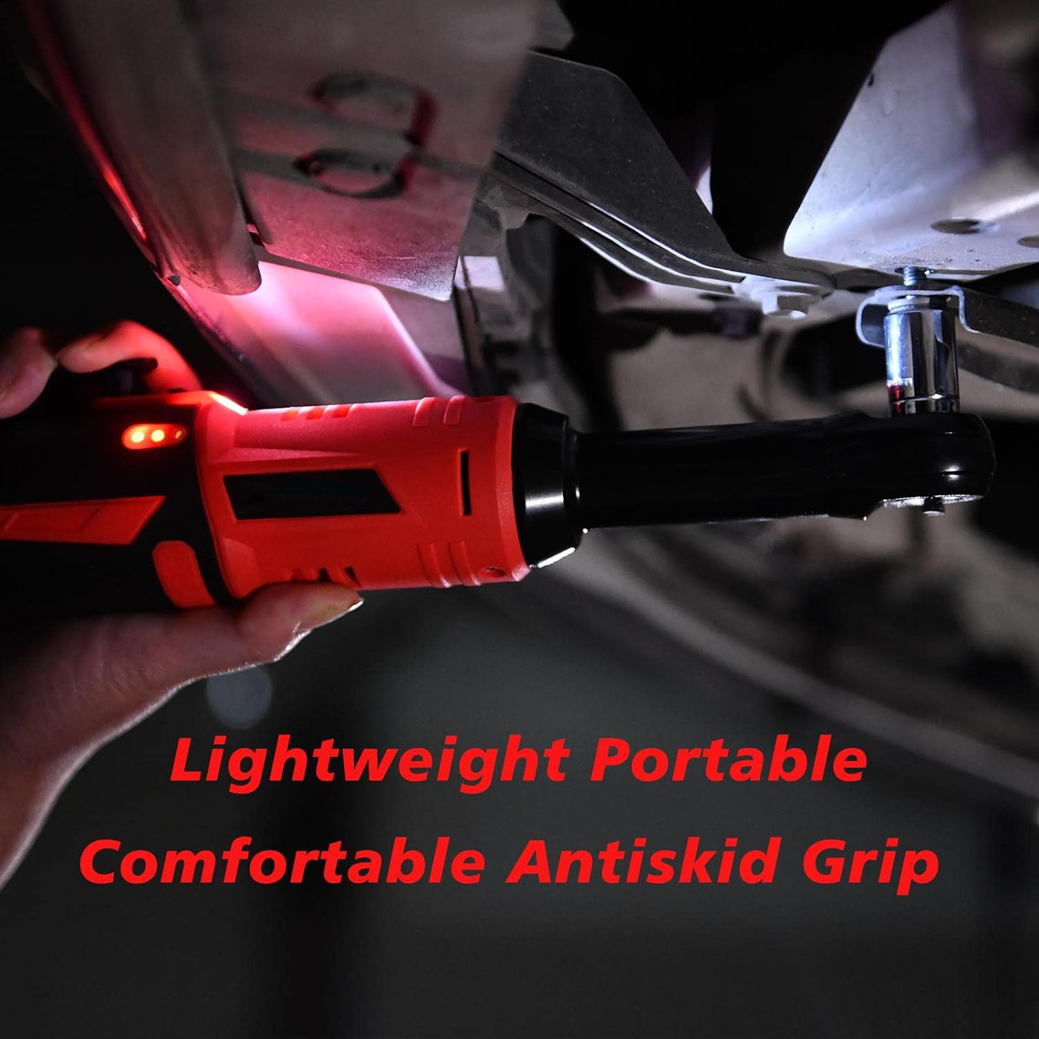 Cordless electric ratchet wrench Set, 3/8 inch 12V electric ratchet tool kit with 2 packs 2000mAh lithium-ion batteries and charger