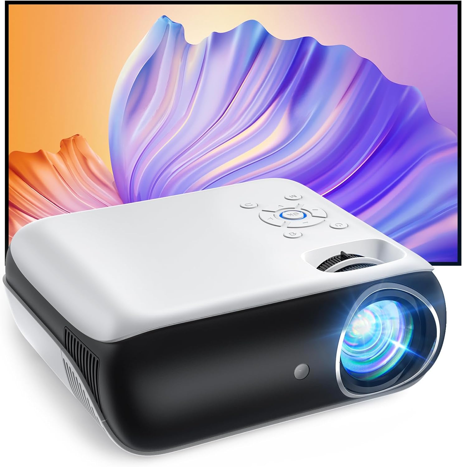 Projector, Native 1080P Bluetooth Projector, Portable Outdoor Movie Projector, Full HD Mini Projector with Speaker for Home Bedroom, Compatible with Smartphone,HDMI,USB,AV,Fire Stick,PS5