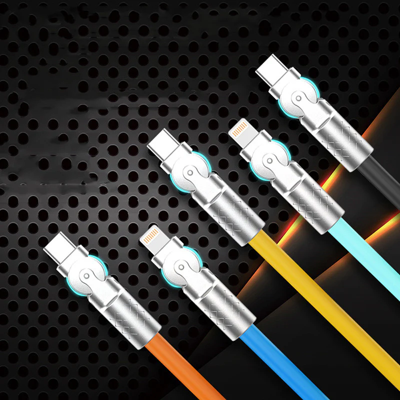 180 Rotating Alloy Connector Super Fast USB Charging Data Cable Apple & Type-C