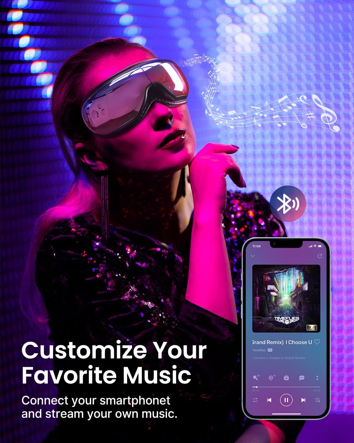 Eye Massager with Heat, Face Massager, Heated Eye Mask with Bluetooth Music