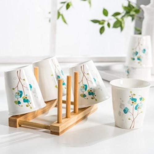 Set of 6 Bamboo Dish Rack - 3/6/8 Slots Wooden Plate Rack Stand Pot Lid Holder Dish Drying Rack for Dish, Bowl, Cup, Cutting Board and More