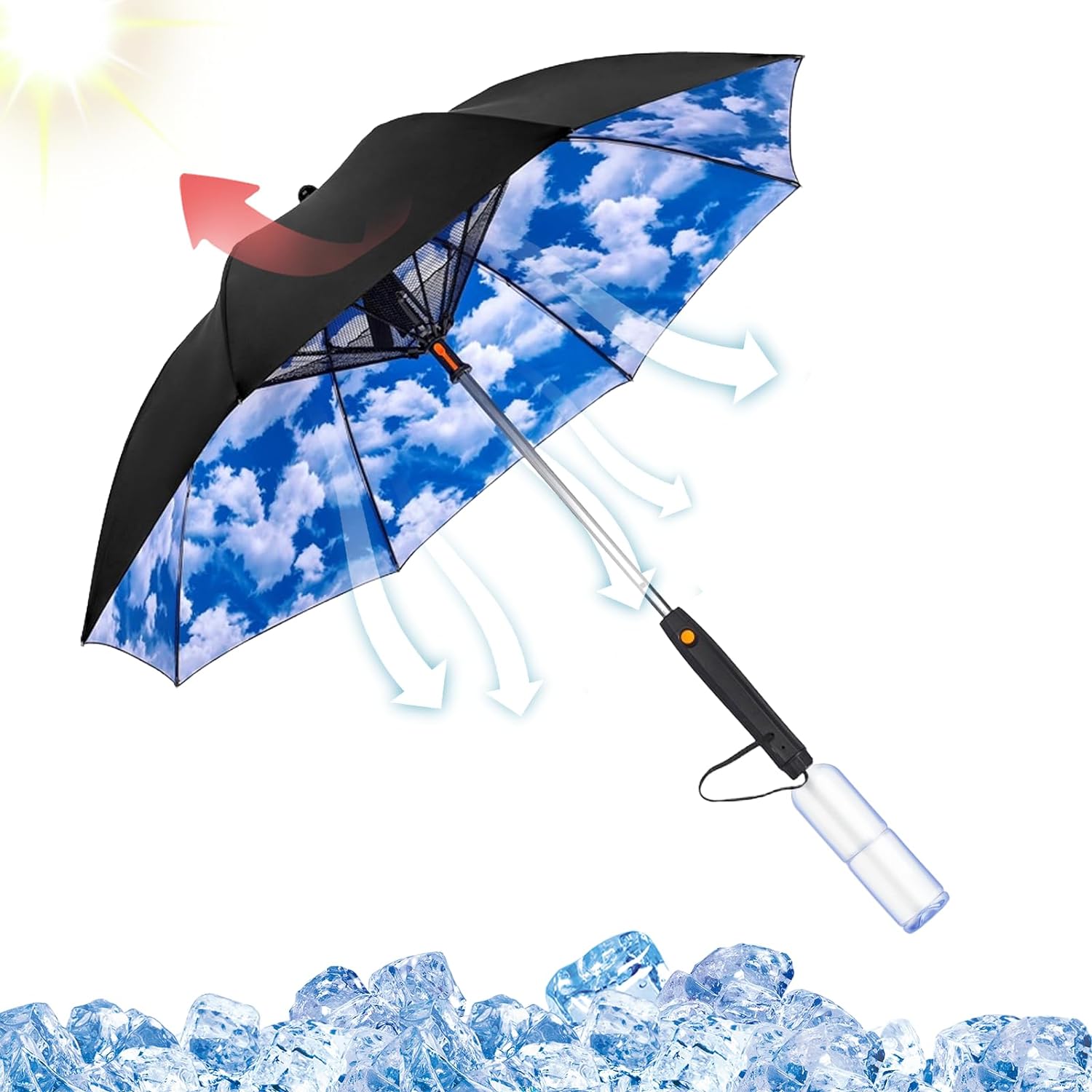 Portable Misting Fan Umbrella With UV Protection