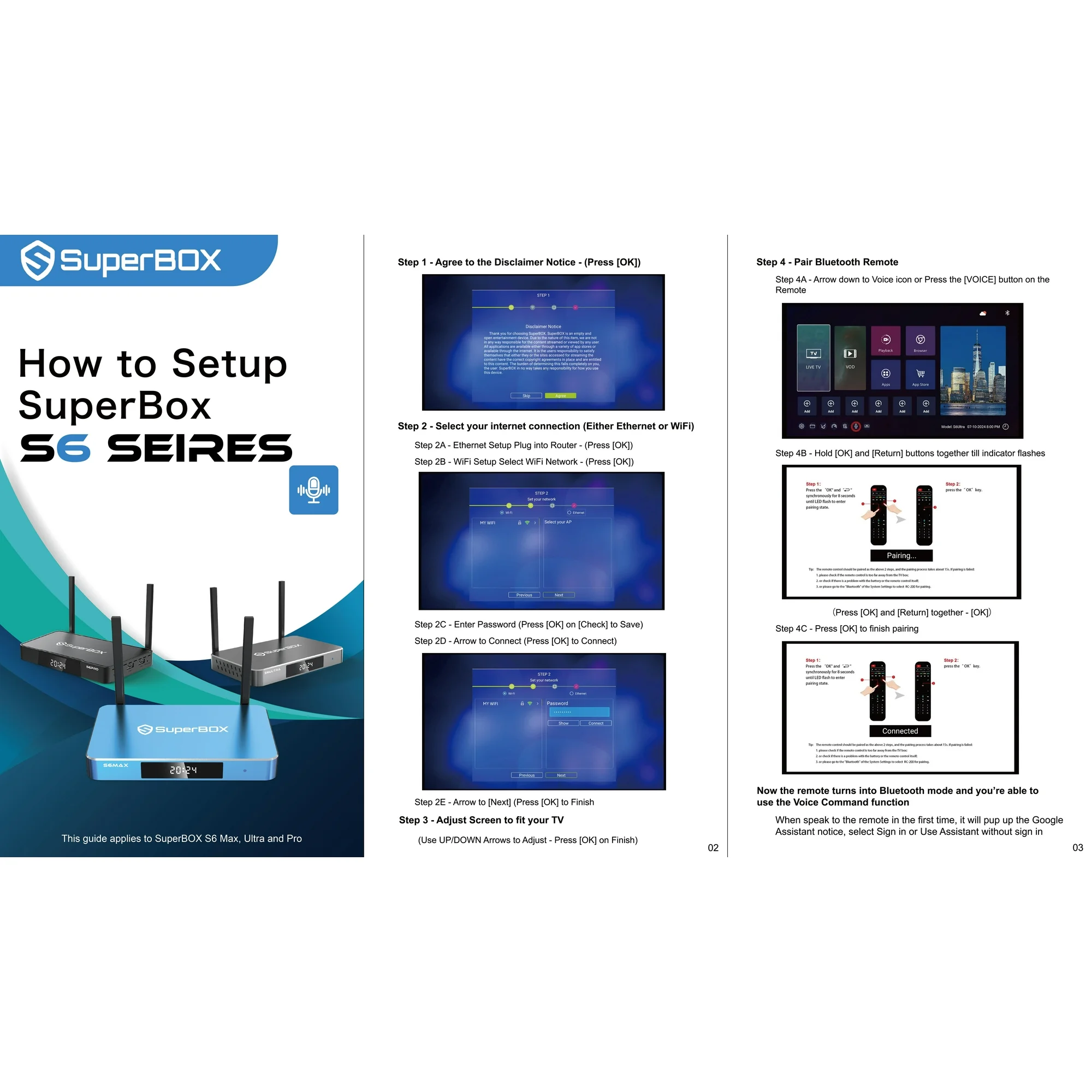 Super Box S6 Max 2025 Fully Loaded, 6K 8K HD,4GB RAM+64GB ROM, Superbox S6 Max Smart TV Box with Voice Remote&Parental control time, 2T2R Dual Band Wifi