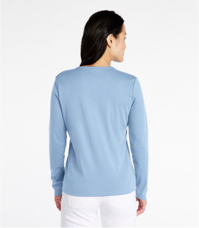 Women's Pima Cotton Tee, Long-Sleeve Crewneck