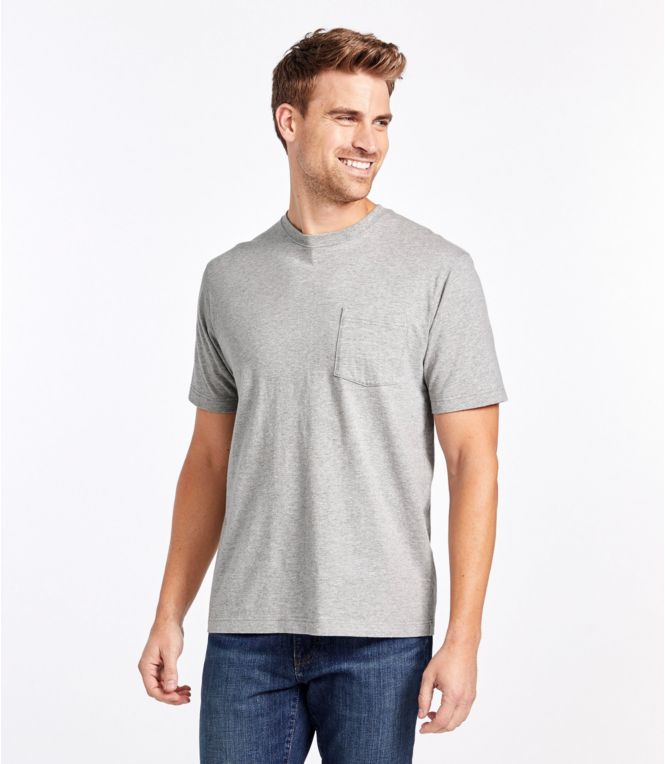 Men's Carefree Unshrinkable Tee with Pocket, Traditional Fit