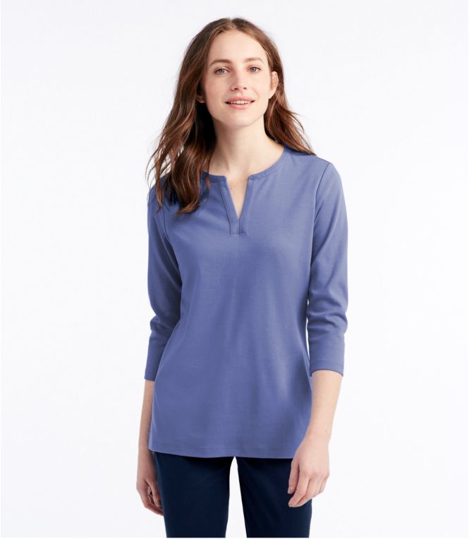 Women's L.L.Bean Tee, Three-Quarter-Sleeve Splitneck Tunic