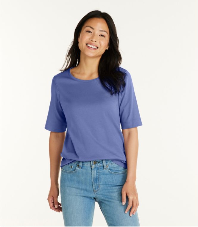 Women's L.L.Bean Jewelneck Tee, Elbow-Sleeve