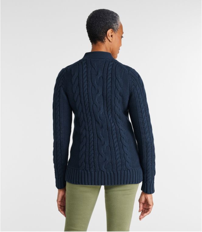 Women's Double L® Cable Sweater, Button-Front Cardigan