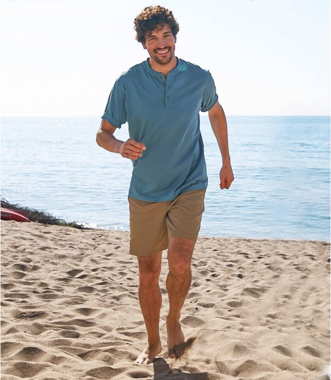 Men's Carefree Unshrinkable Tee, Traditional Fit, Henley