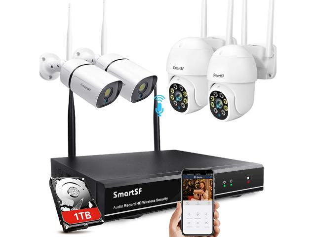 Expandable8CH,Two-WayAudioSmartSFWirelessSecurityCameraSystemwith1TB,3MPBulletCameras&3MPPTZCameras,WiFiSurveillanceCameraIP66Waterproof,NightVision,RemoteAccess,7/24MotionRecord