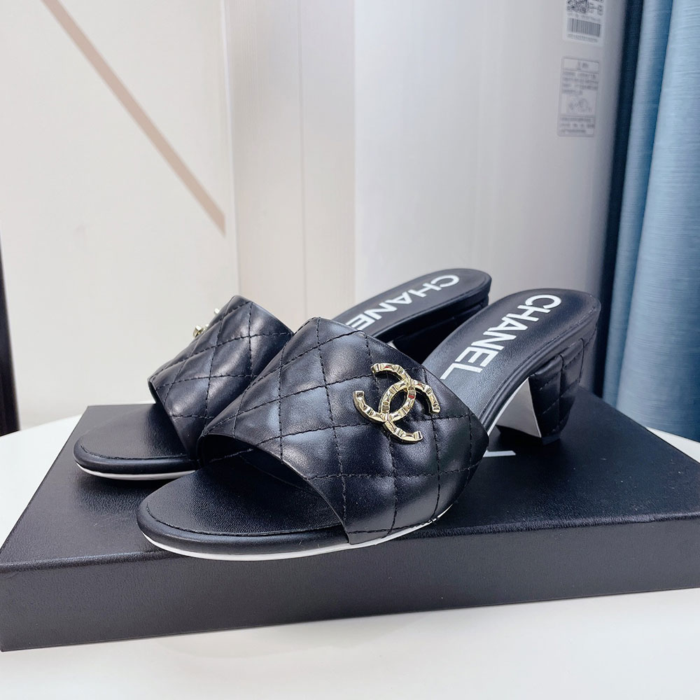 Chanel Sheep-leather Fashion High-heeled Slippers Slide Sandal (Replica) - Ultra-Collectible