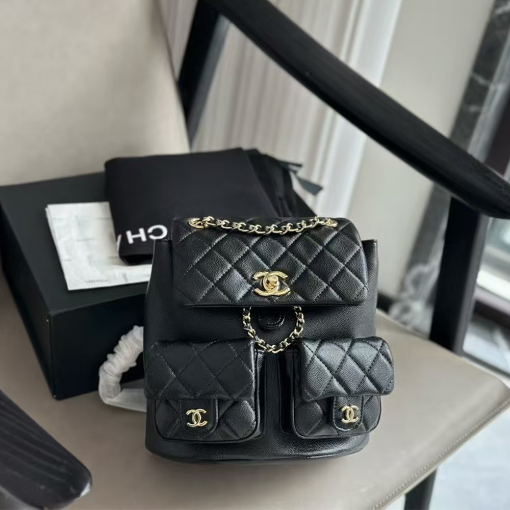 Chanel Caviar Double Pocket Backpack  (Replica) - Ultra-Collectible