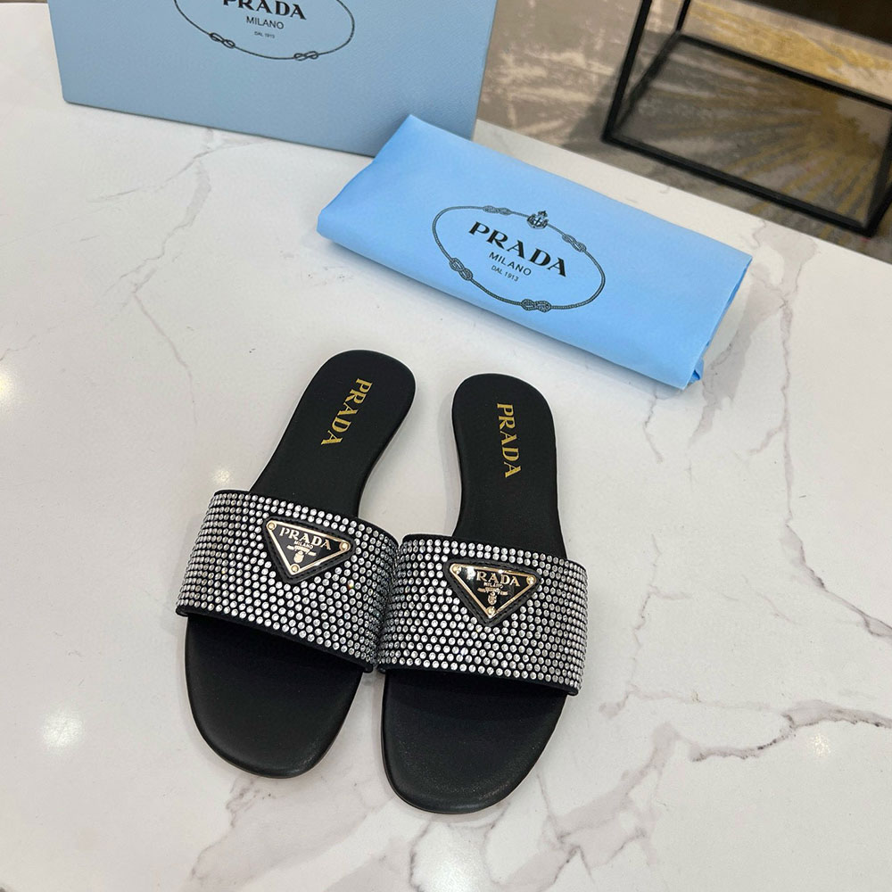 Prada  Band Drill Comfortable Flat Sandals Slide (Replica) - Ultra-Collectible