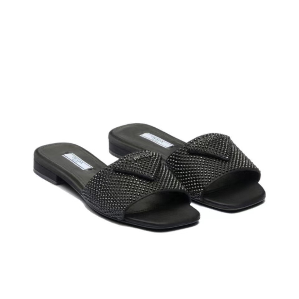 Prada Flat Bottom Band Drill Slide Sandal (Replica) - Ultra-Collectible