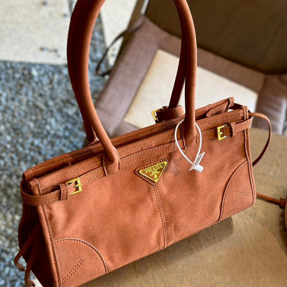 Prada suede tote bag soft-lux handbag (Replica) - Ultra-Collectible