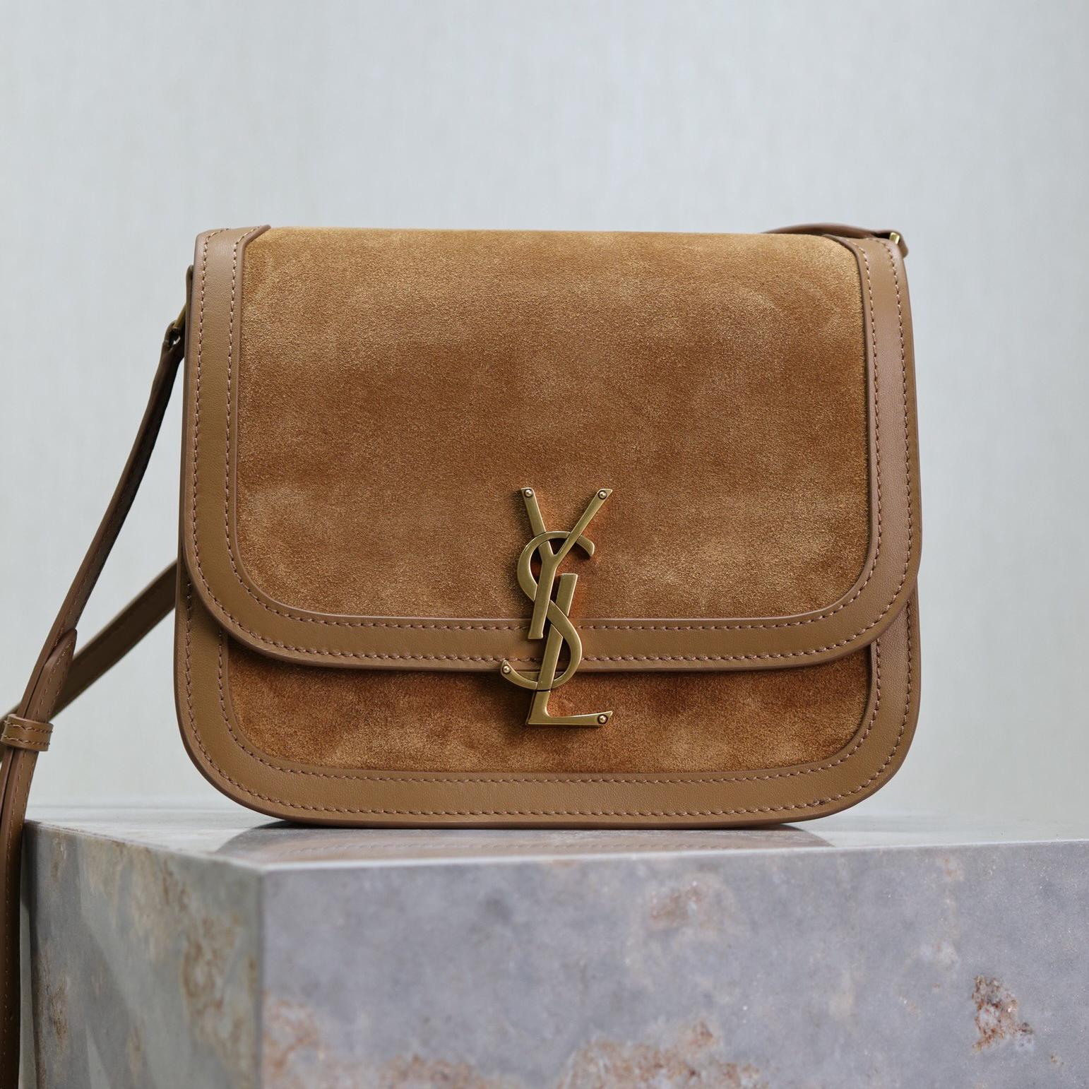 Saint Laurent YSL Brown Solferino Medium Suede Shoulder Bag (Replica) - Ultra-Collectible