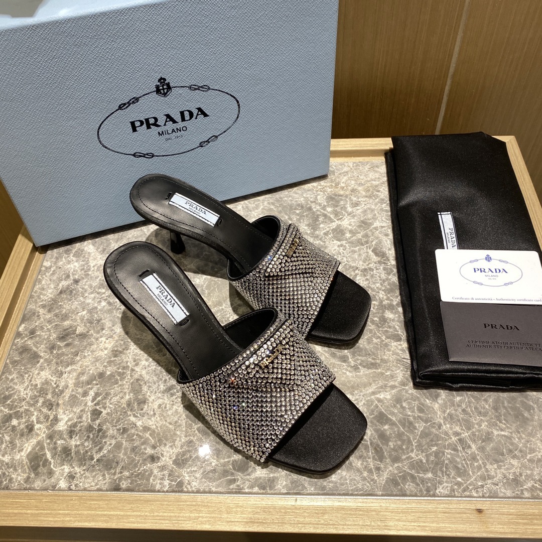 Prada  Crystal Silk  Slipsole Fashion Flip-flops  Sandals Slide (Replica) - Ultra-Collectible