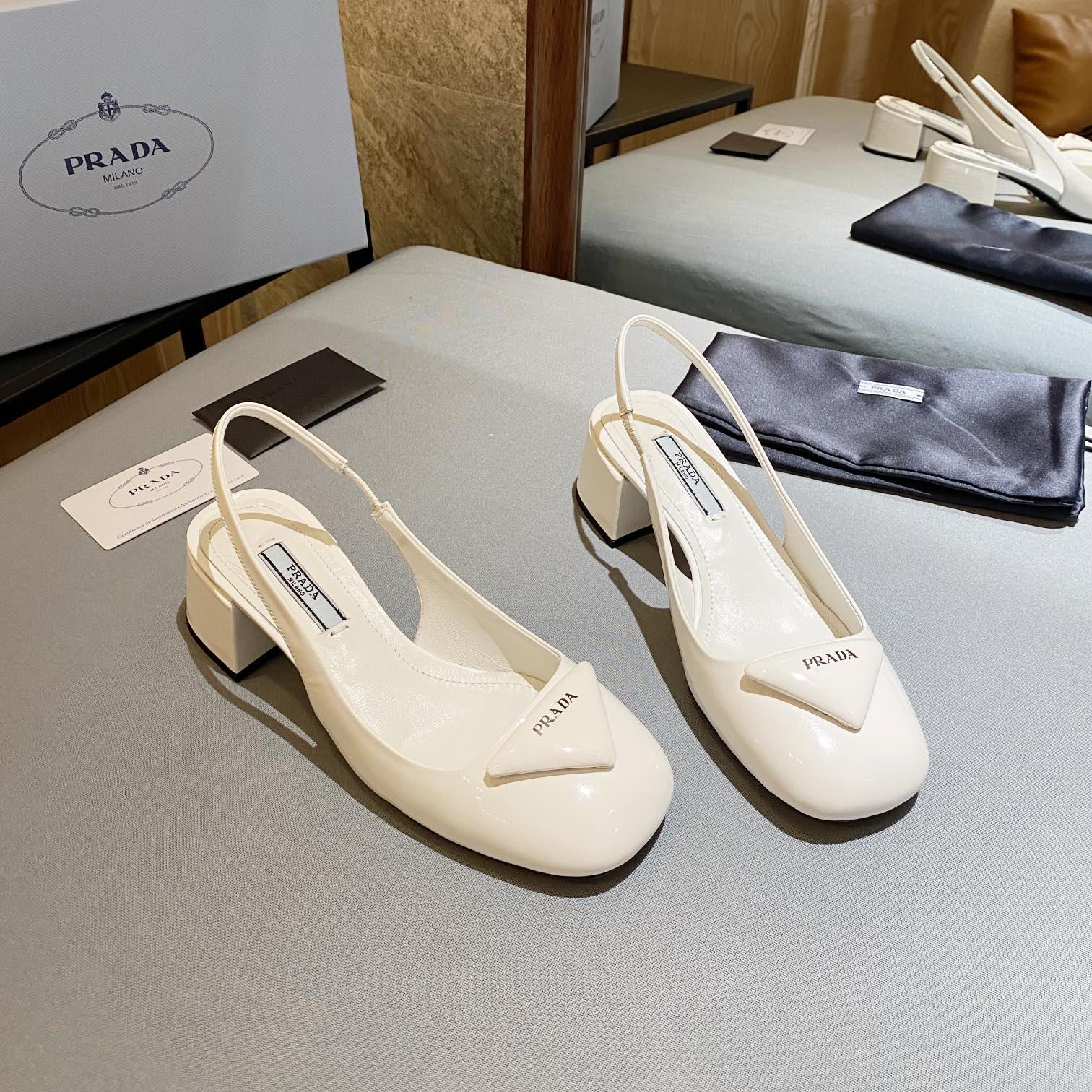 Prada Patent Leather Chunky Heel Slide Sandal (Replica) - Ultra-Collectible