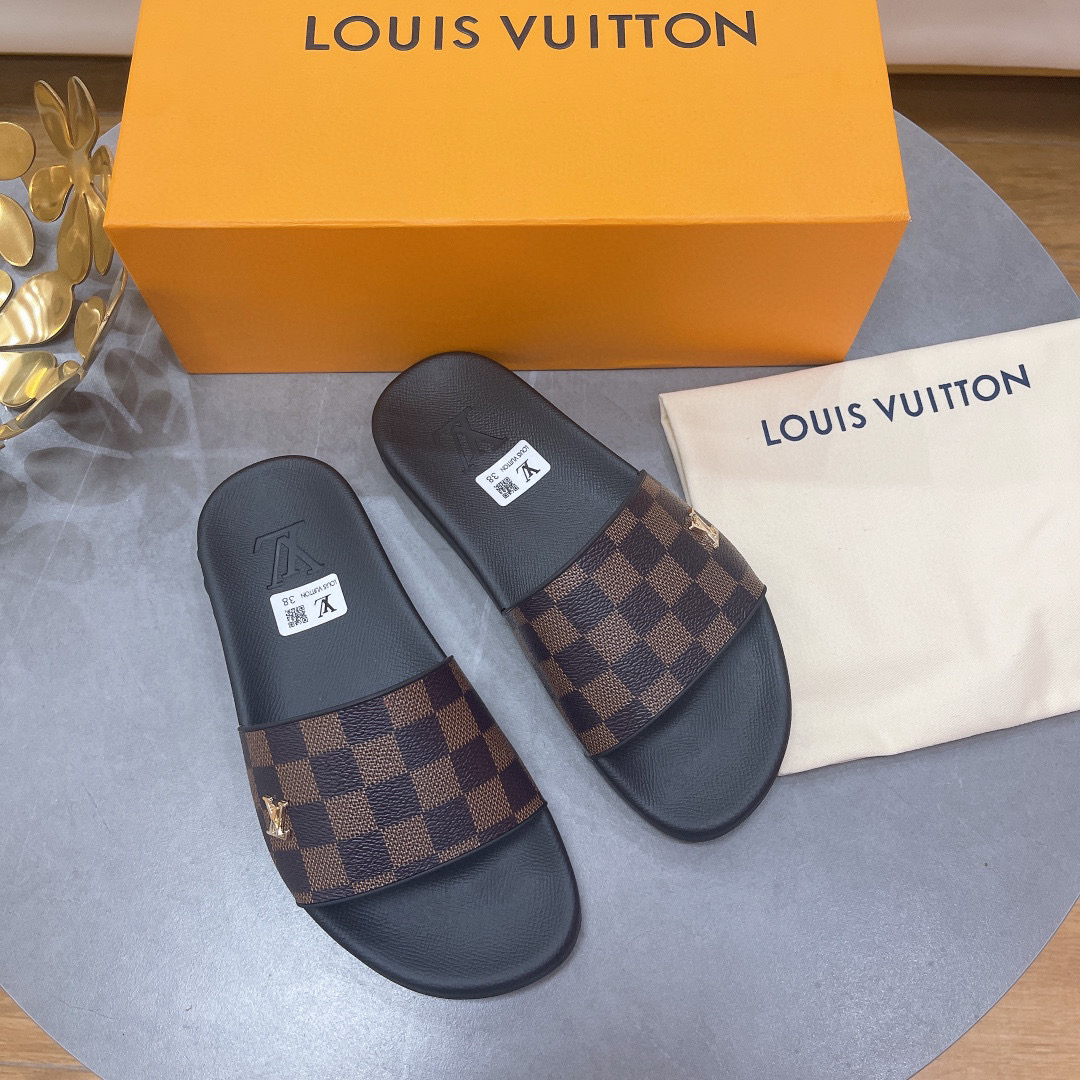 Louis Vuitton LV Rubber Fashion Plaid Flip-flops Slide Sandal (Replica) - Ultra-Collectible