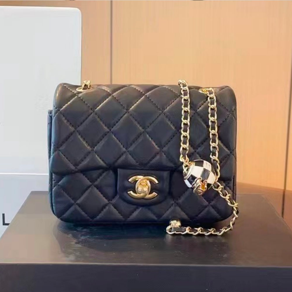 Chanel   Quilted Enamel CC Pearl Crush Mini Flap Black(Replica) - Ultra-Collectible