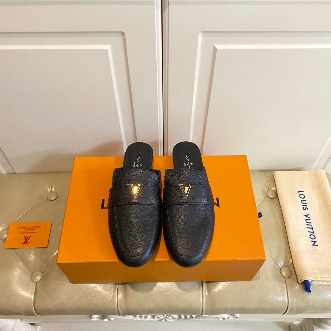 Louis Vuitton LV Leather Half-Pack Slingback Slide Sandals (Replica) - Ultra-Collectible