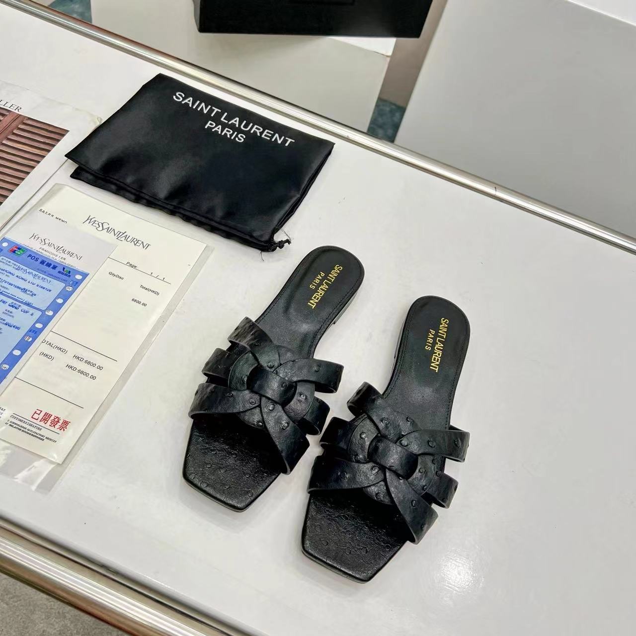 YSL Saint Laurent Nu Pieds Ostrich Pattern (Replica) - Ultra-Collectible