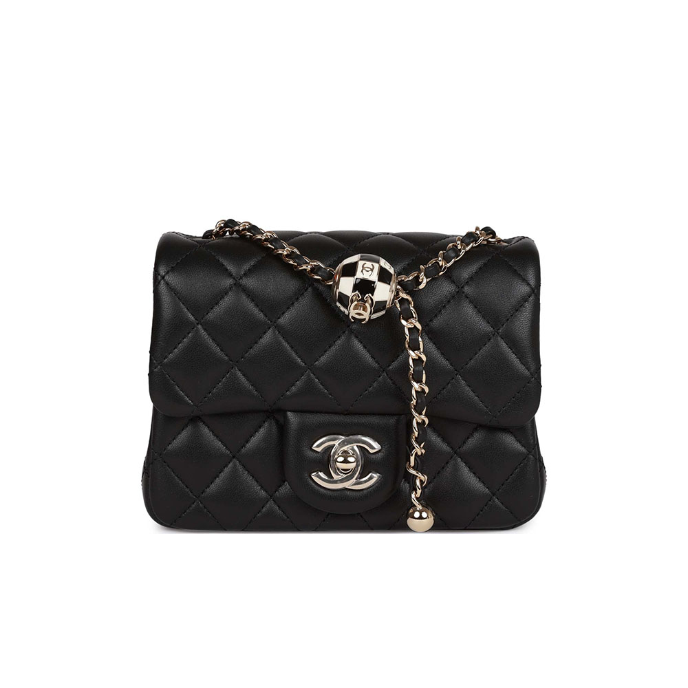 Chanel   Quilted Enamel CC Pearl Crush Mini Flap Black(Replica) - Ultra-Collectible