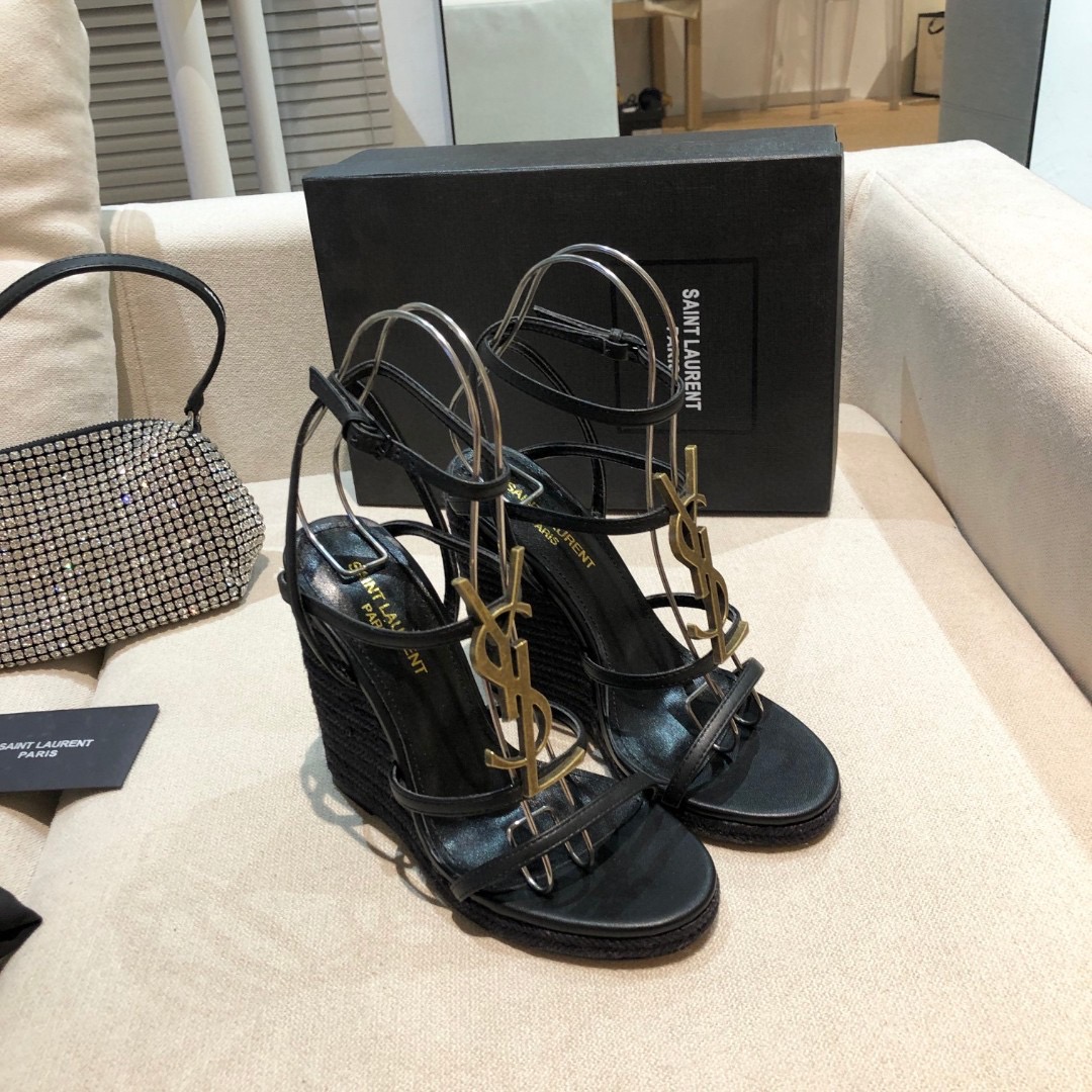 Saint Laurent YSL cassandraWedge heel 12CM Slide Sandal (Replica) - Ultra-Collectible