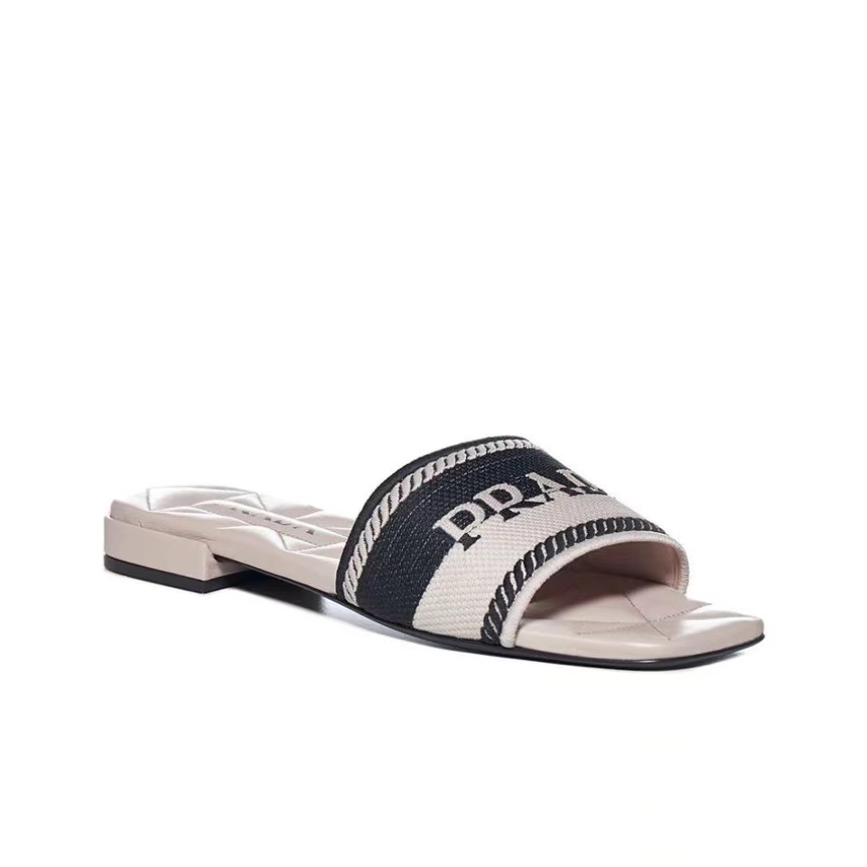 Prada Logo EmbroideryFashion Sandals Slide Sandal (Replica) - Ultra-Collectible