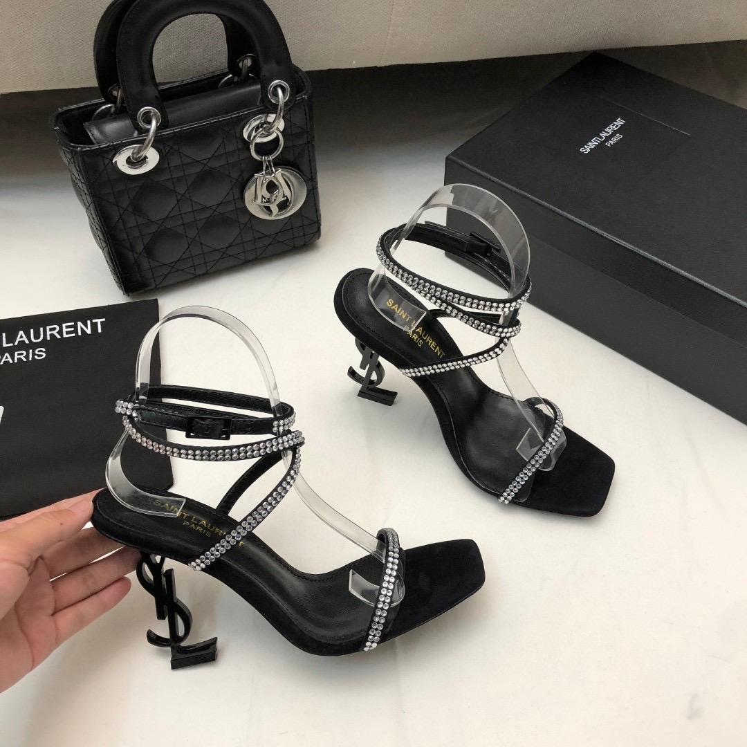 Saint Laurent YSL Rhinestones Shaped With 10.5cm Slide Sandal (Replica) - Ultra-Collectible