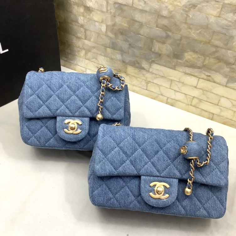Chanel Classic Flag Bag Quilted Denim 20CM(Replica) - Ultra-Collectible