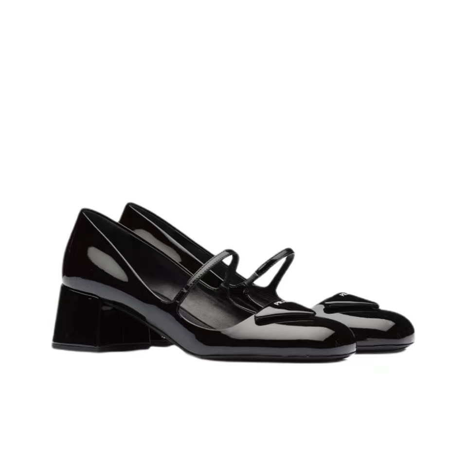 Prada  Patent Leather Medium Low 4.5CM Sandals Slide (Replica) - Ultra-Collectible