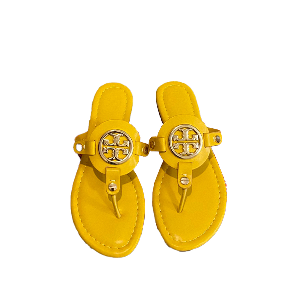 Tory Burch Leather Metal Logo Flip-flops Sandals Slide (Replica) - Ultra-Collectible