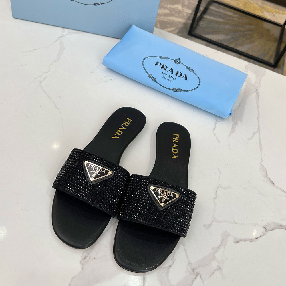 Prada  Band Drill Comfortable Flat Sandals Slide (Replica) - Ultra-Collectible