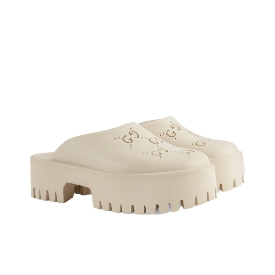 Gucci Shoes Hollow Double G Rubber Thick Slide Sandal (Replica) - Ultra-Collectible