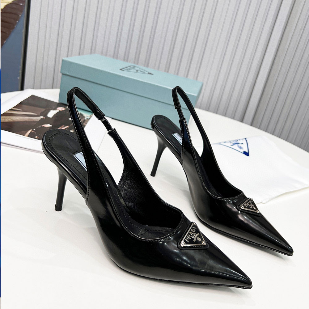 Prada  Stiletto  Bright Triangle Logo Sandals Slide (Replica) - Ultra-Collectible