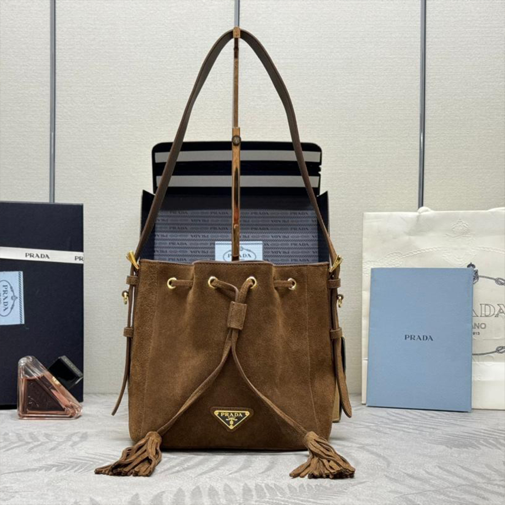 Prada Suede Bucket Bag 10A quality 1BE079 (Replica) - Ultra-Collectible