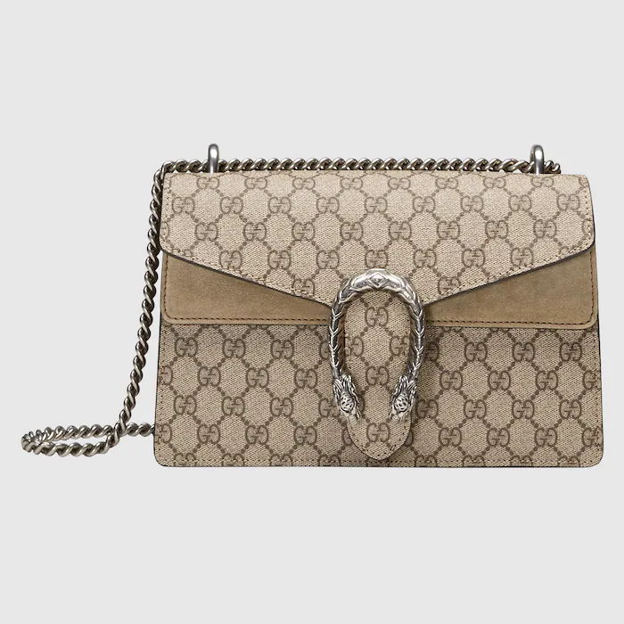 Gucci DIONYSUS GG Supreme Small Shoulder Bag With Beige - Ultra-Collectible