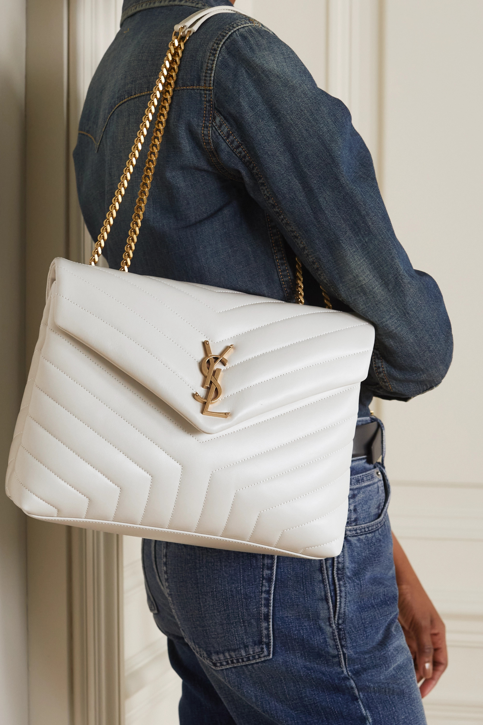 SAINT LAURENT YSL Loulou medium quilted leather shoulder bag white(Replica) - Ultra-Collectible
