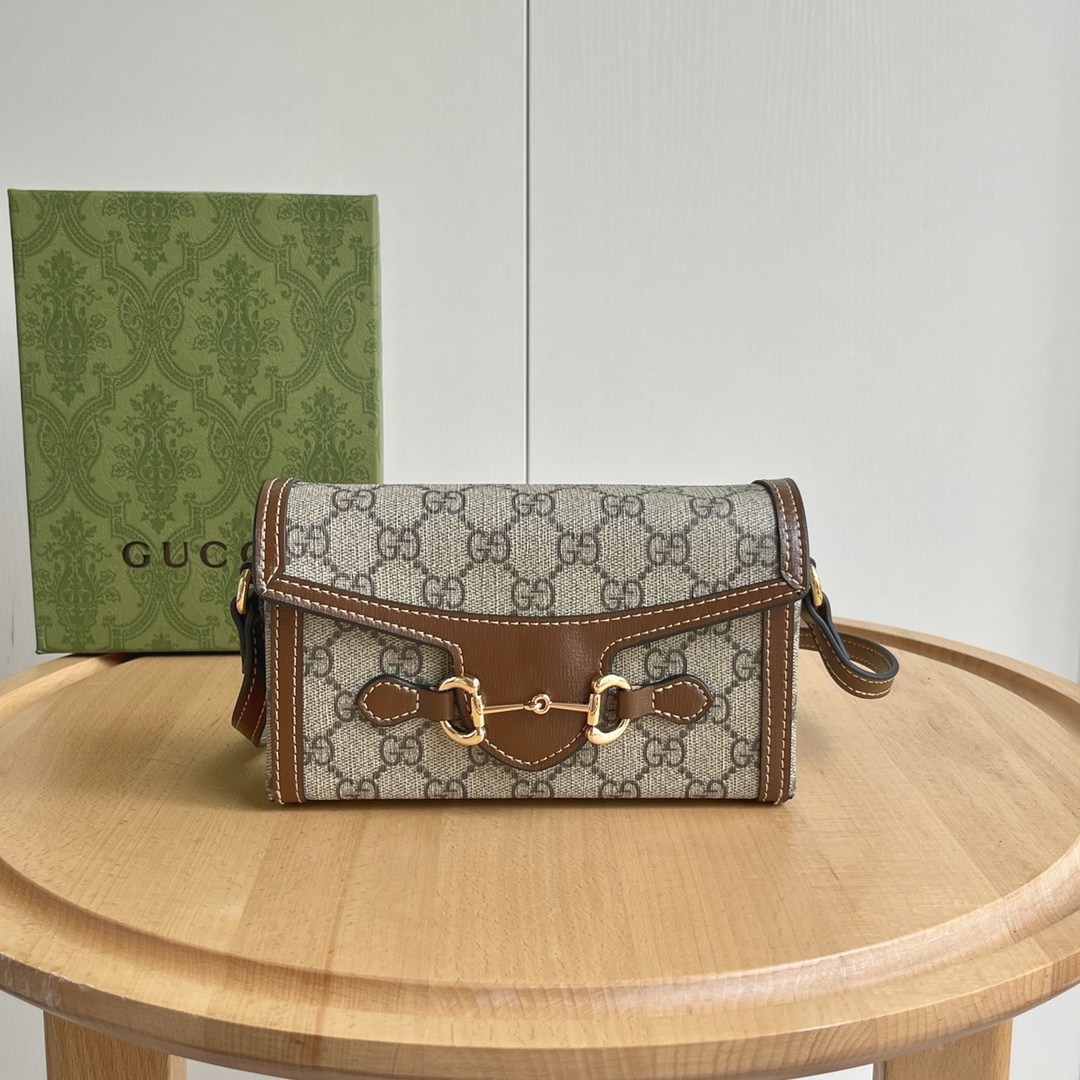 Gucci Horsebit 1955 Canva&Leather Shoulder Bag(Replica) - Ultra-Collectible