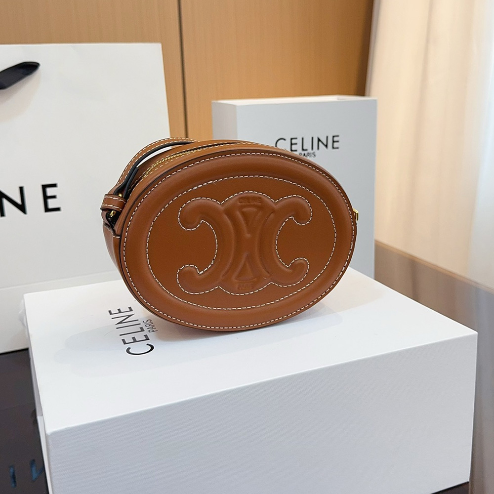 Celine Cuir Triomphe Oval Leather Shoulder Bag Crossbody Bag (Replica) - Ultra-Collectible