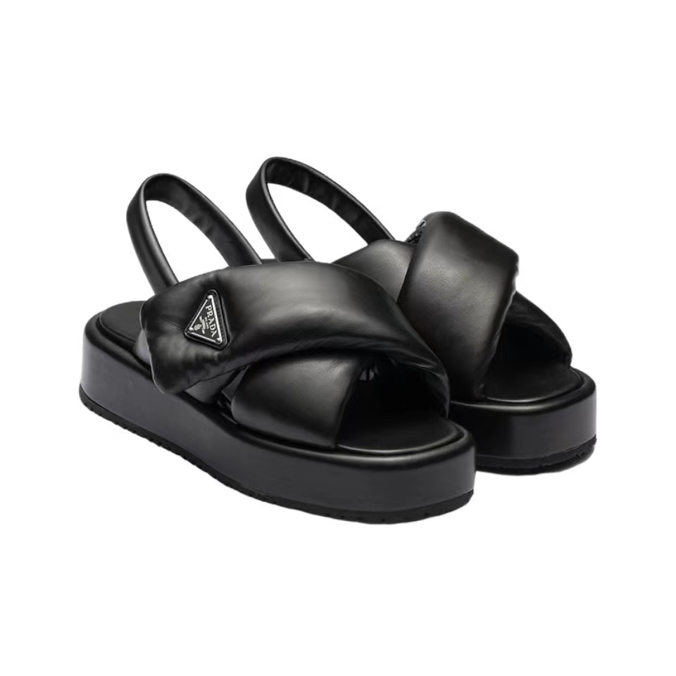 Prada Leather Peep-toe Beach Sandals Slide (Replica) - Ultra-Collectible