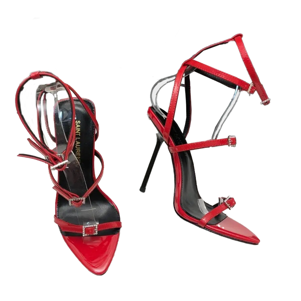 Saint Laurent YSL Strap And Buckle High Heels10.5CM Slide Sandal (Replica) - Ultra-Collectible