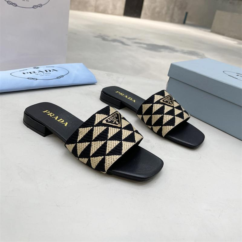 Prada Fabric Flat Bottom Slide Sandal (Replica) - Ultra-Collectible