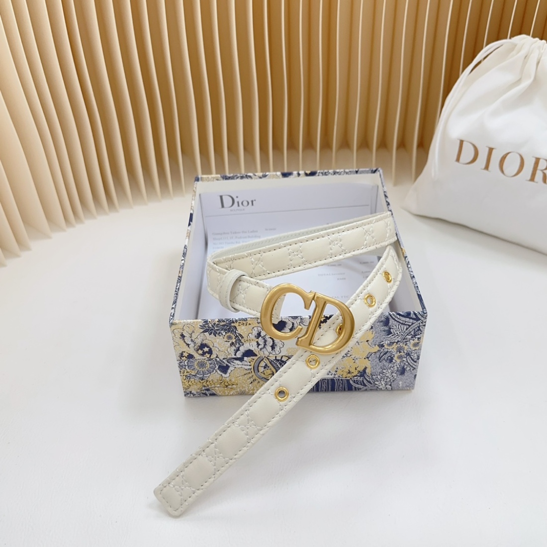 Dior double sided sheepskin with calf leather,  Women Belt 20MM - Ultra-Collectible