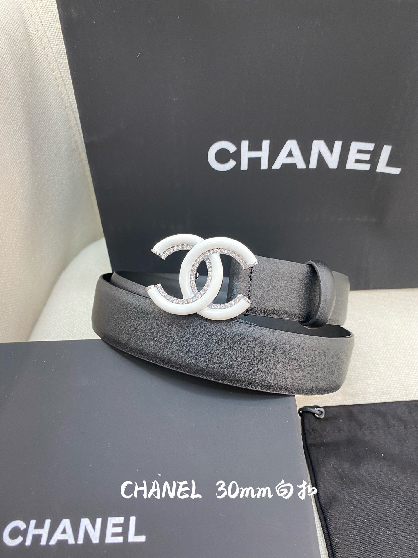 Chanel Belt With Double C Buckle Black Women Belt 30MM - Ultra-Collectible