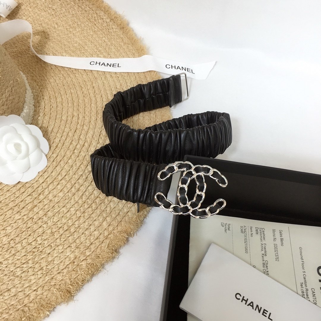 Chanel Belt With Double C Buckle Black Silver-Tone Metal and Strass Women Belt 30MM - Ultra-Collectible